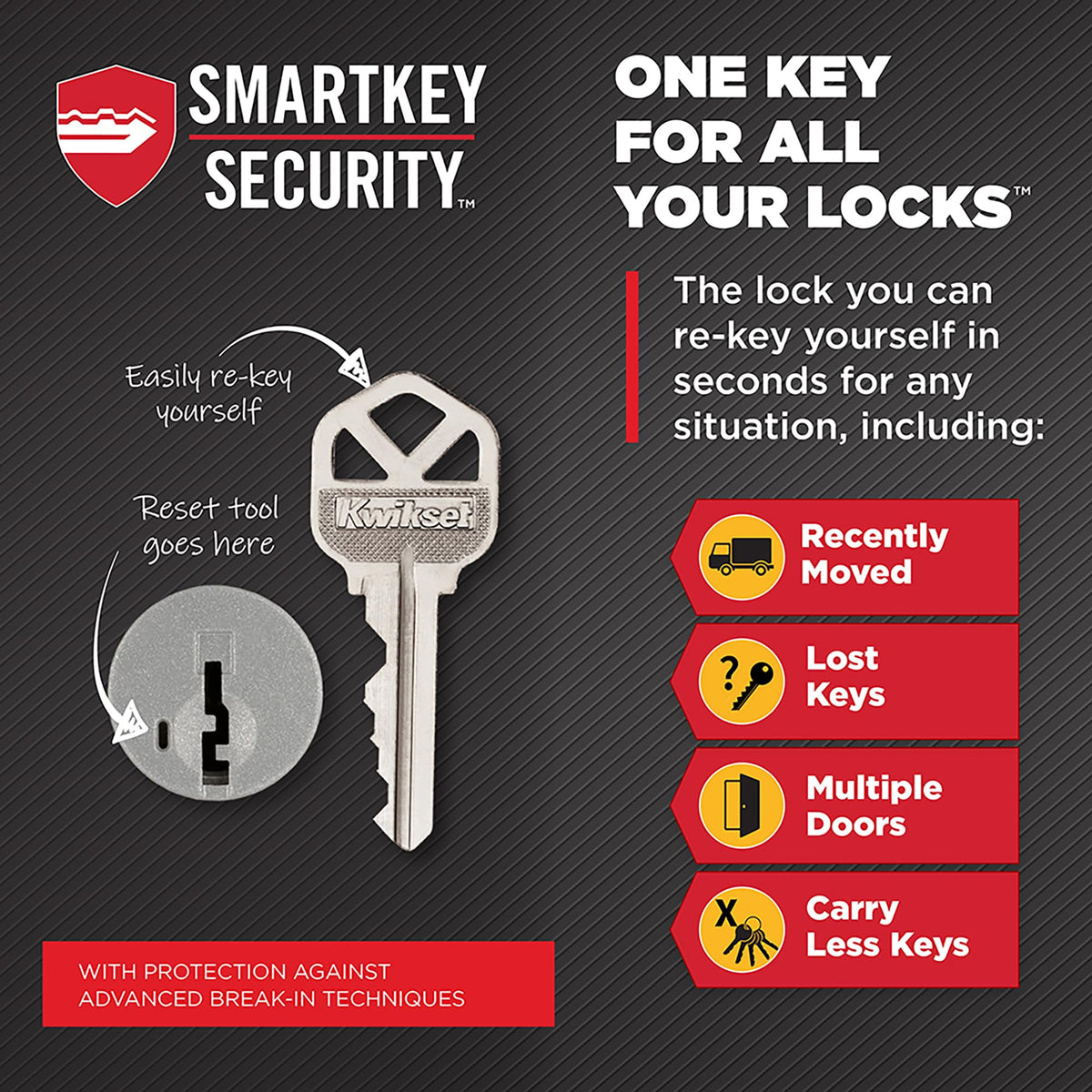 Kwikset 817 Deadbolt Lock, Polished Brass Round Exterior Keyed Front Entry Door, Pick Resistant SmartKey Rekey Security, Single Cylinder Dead Bolt, with Microban Protection