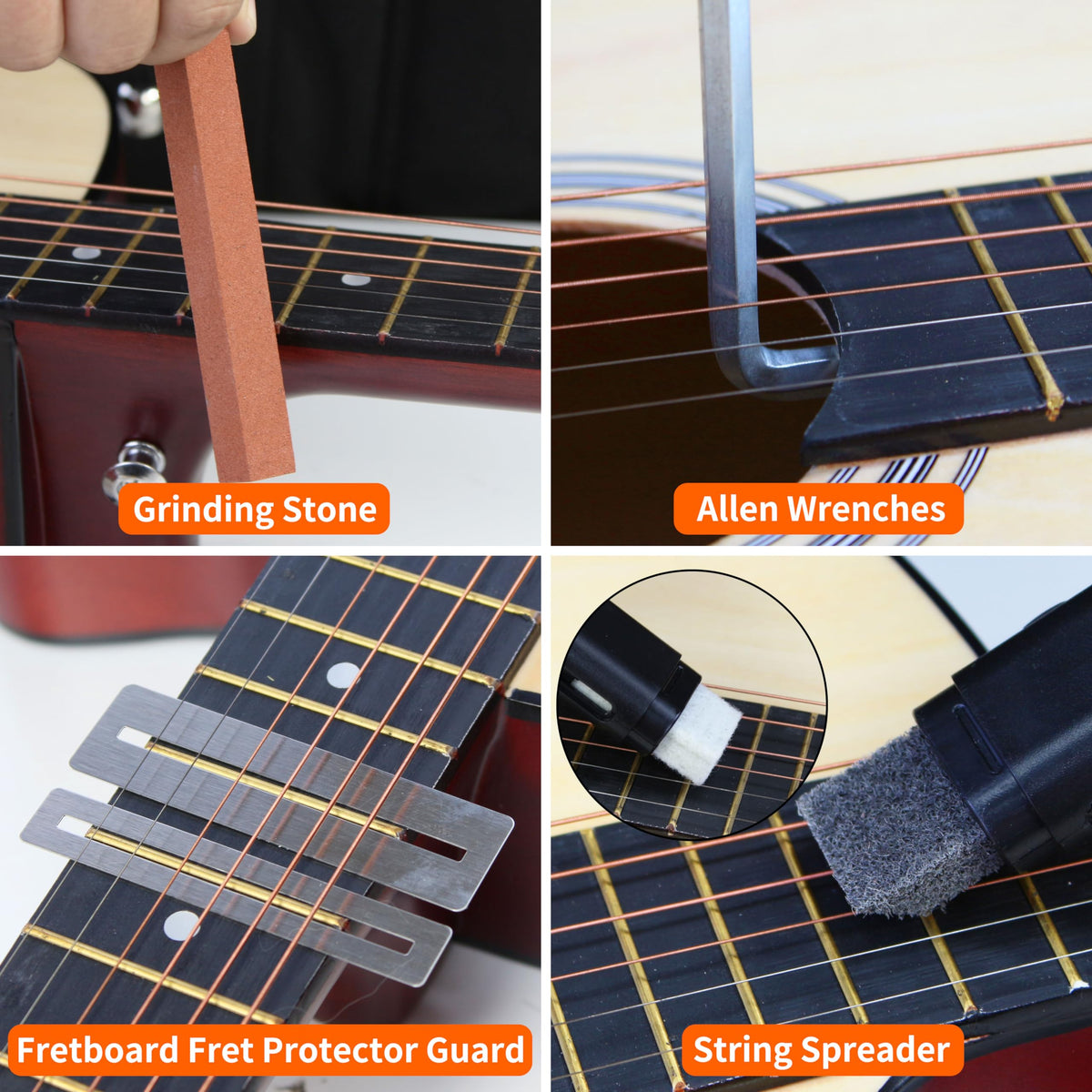 106Pcs Guitar Tool Kit, Guitar Accessories Guitar Maintenance Kit, Guitar Repair Kit with Capo Guitar Strings Picks Bridge Pins Gauge, TIMDAM Guitar Setup Kit for Ukulele Bass Mandolin Banjo Guitar