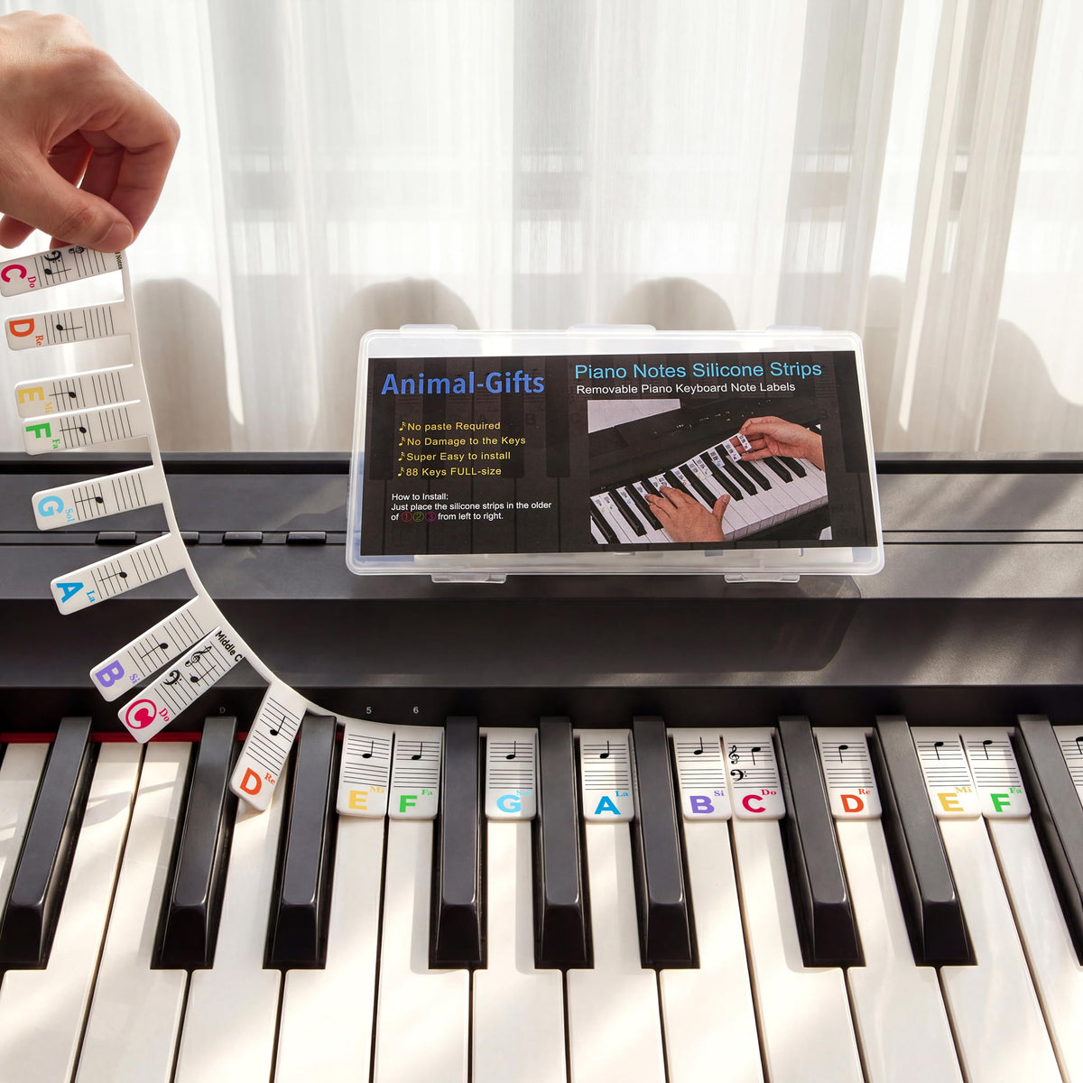 88/61 Keys Piano Keyboard Notes Guide Removable, Silicone Piano letters keys Labels for Beginner, Accessories Gifts for Adult & Kids Pianos Learning, Lead & Nickel Free, BPA Free, No Need Sticker