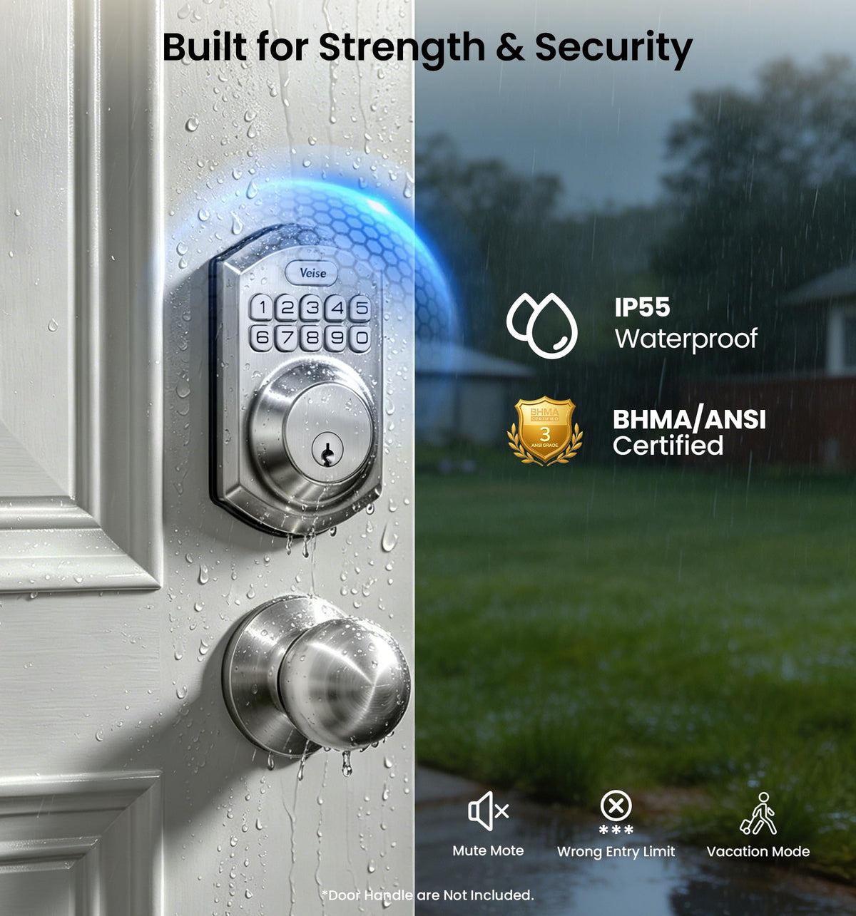 Veise VE001 Keyless Entry Deadbolt, Electronic Keypad Lock, Satin Nickel