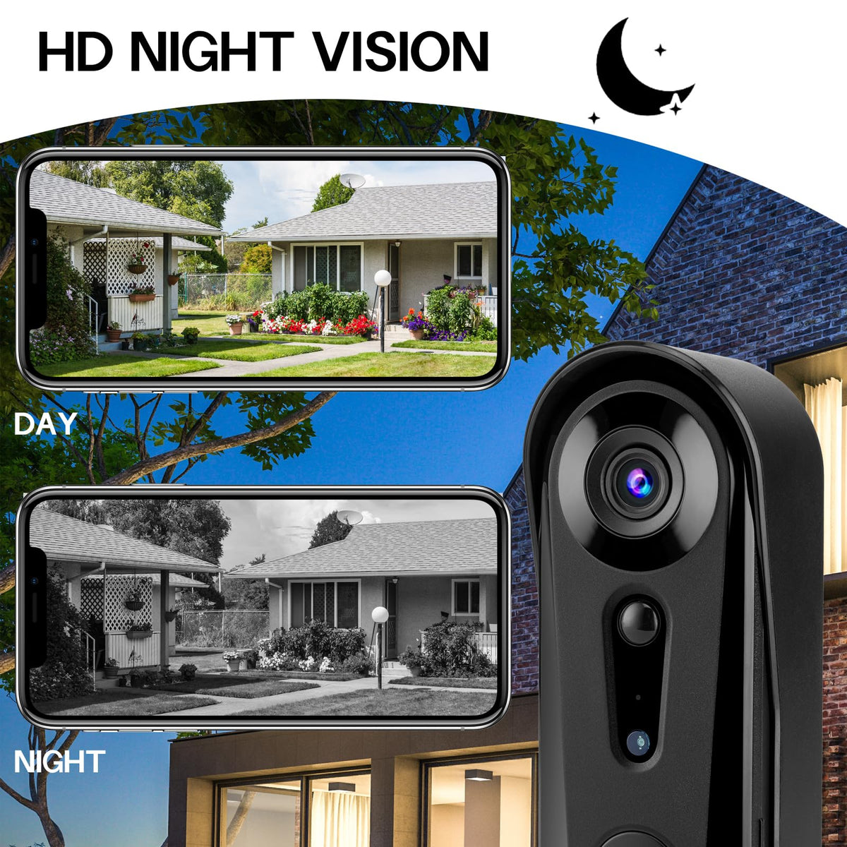 Eaula Videns Video Doorbell Camera Wireless & AI Detection - Night Vision, PIR Motion Alerts, Built-in Chime, IP65 Weatherproof, Cloud Storage (J3)