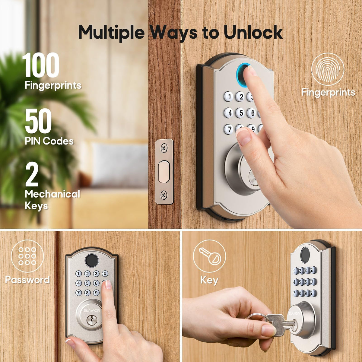 M19 Fingerprint Door Lock, Smart Keyless Entry Deadbolt for Front Door SN