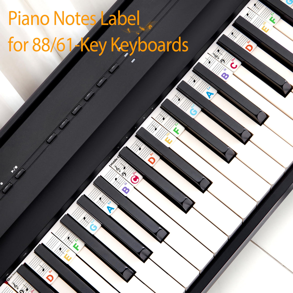 88/61 Keys Piano Keyboard Notes Guide Removable, Silicone Piano letters keys Labels for Beginner, Accessories Gifts for Adult & Kids Pianos Learning, Lead & Nickel Free, BPA Free, No Need Sticker