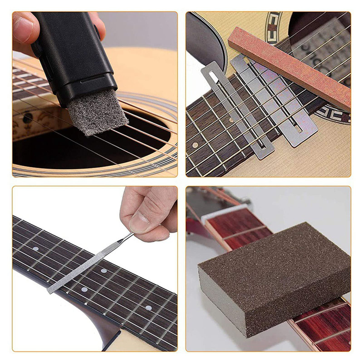72PCS Guitar Tool Kit,Professional Guitar Repairing Maintenance Tool Kit with Guitar Strings Picks Bridge Pins Gauge Guitar Accessories Gifts for Acoustic Guitar Electric guitar Ukulele Bass Banjo