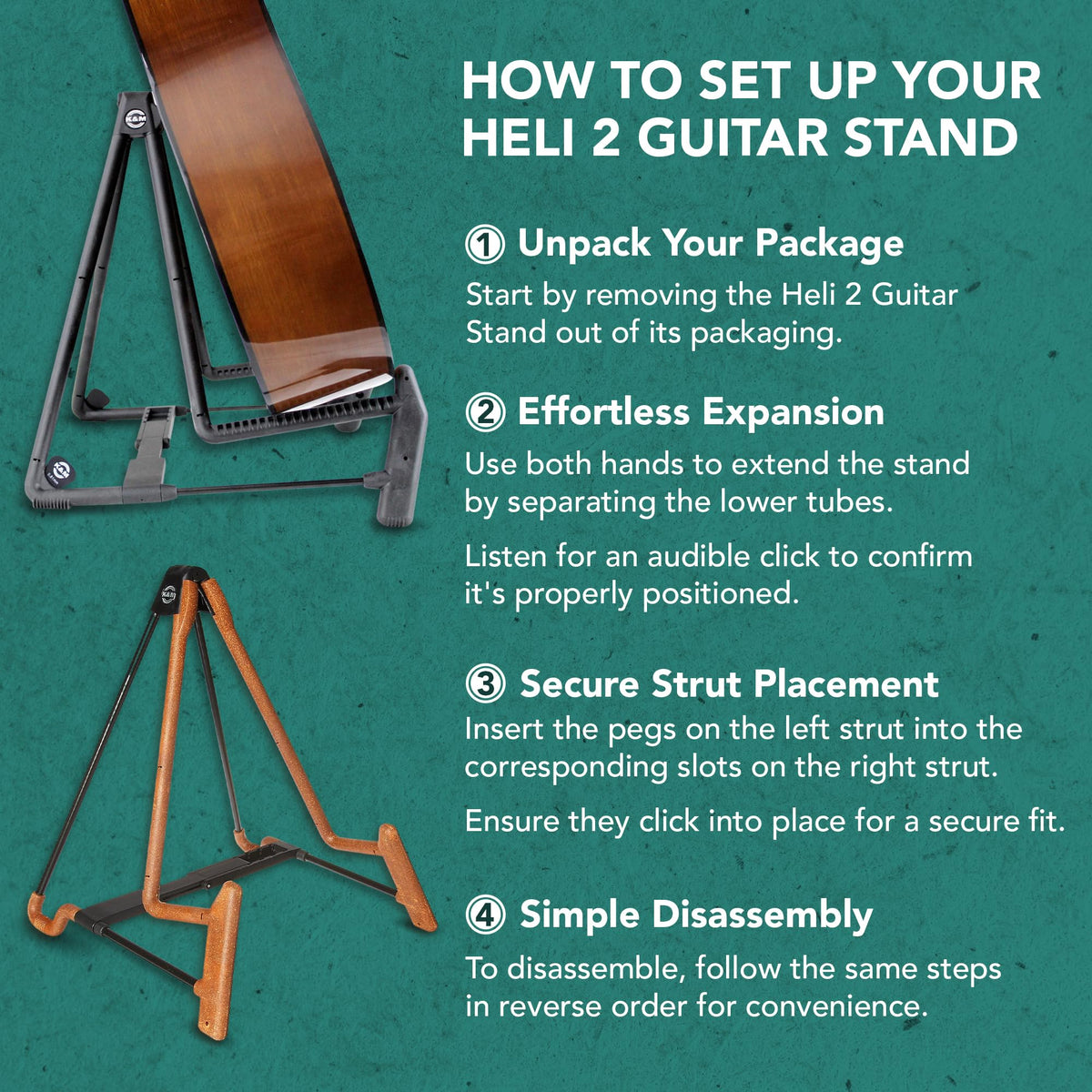 K&M König & Meyer 17581.014.95 Heli 2 Electric Guitar A-Frame Folding Stand Electric Guitars | Adjustable and Collapsible | Sturdy & Durable | Pro’s Choice German Made Cork Infused Steel