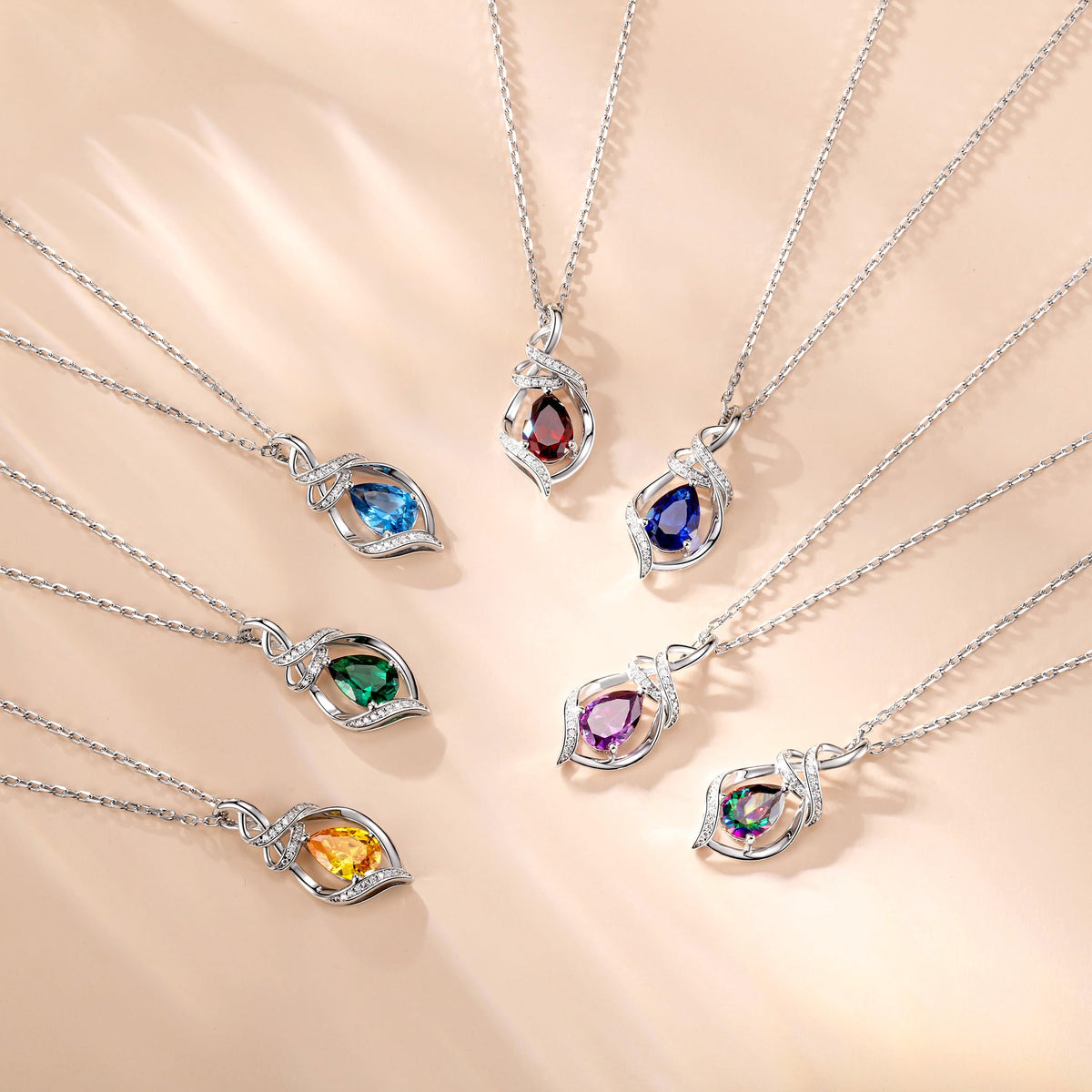 FANCIME January Garnet Birthstone Teardrop Pendant Necklace for Women