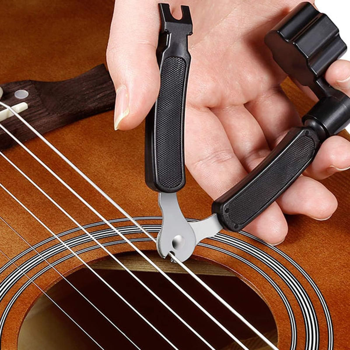 JINWEE Guitar Accessories Kit Including acoustic Guitar Strings, tuner, capo, 3-in-1 restring tool, picks, bridge pins, guitar nuts saddles and Fretboard Stickers(48 Pcs)