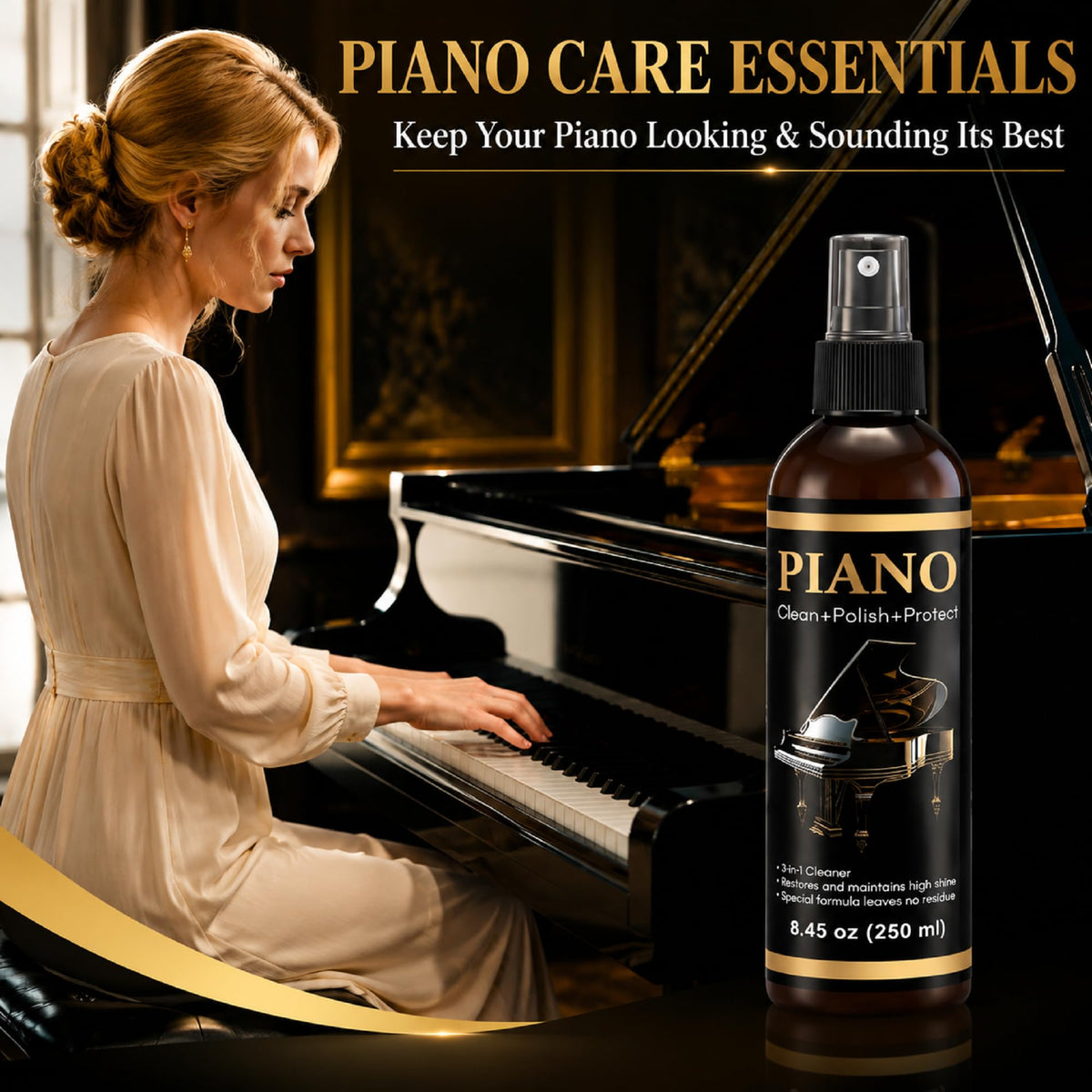 HappyAlley 8.45 oz Piano Cleaner Polish Kit for High Gloss Finishes