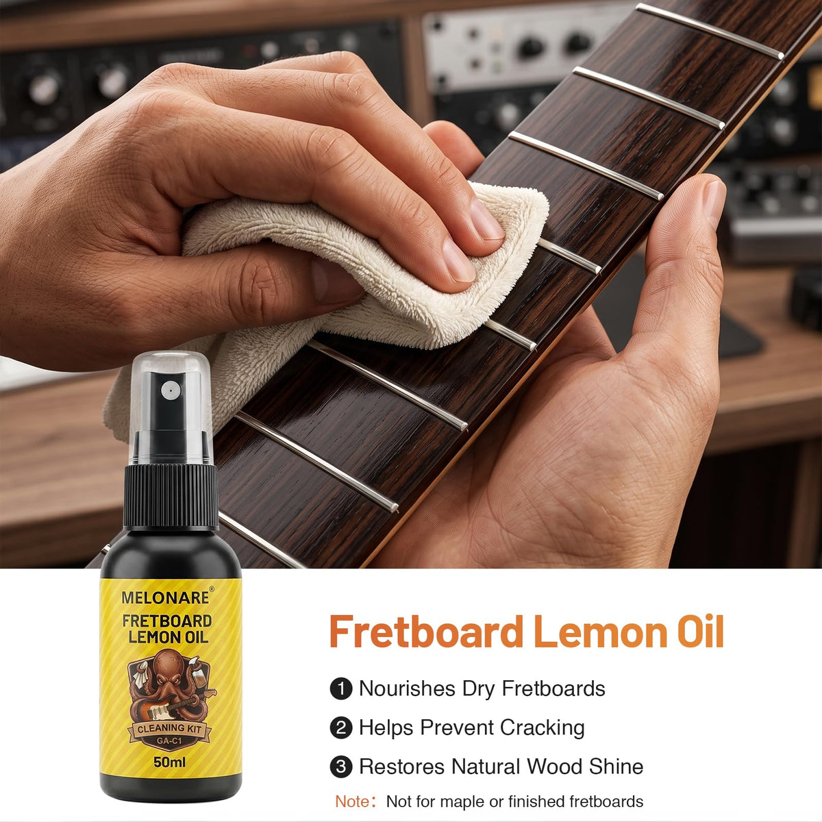 MELONARE 10-Piece Guitar Cleaning and Care Kit with Lemon Oil GA-C1