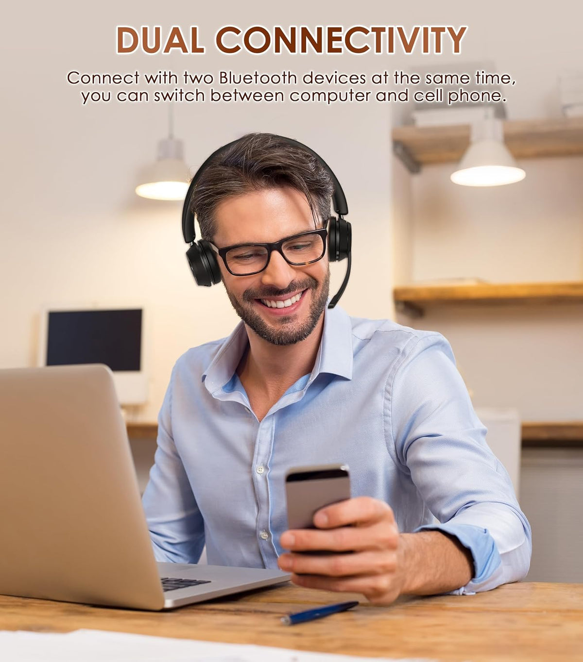 Wireless Headset With Mic For Work