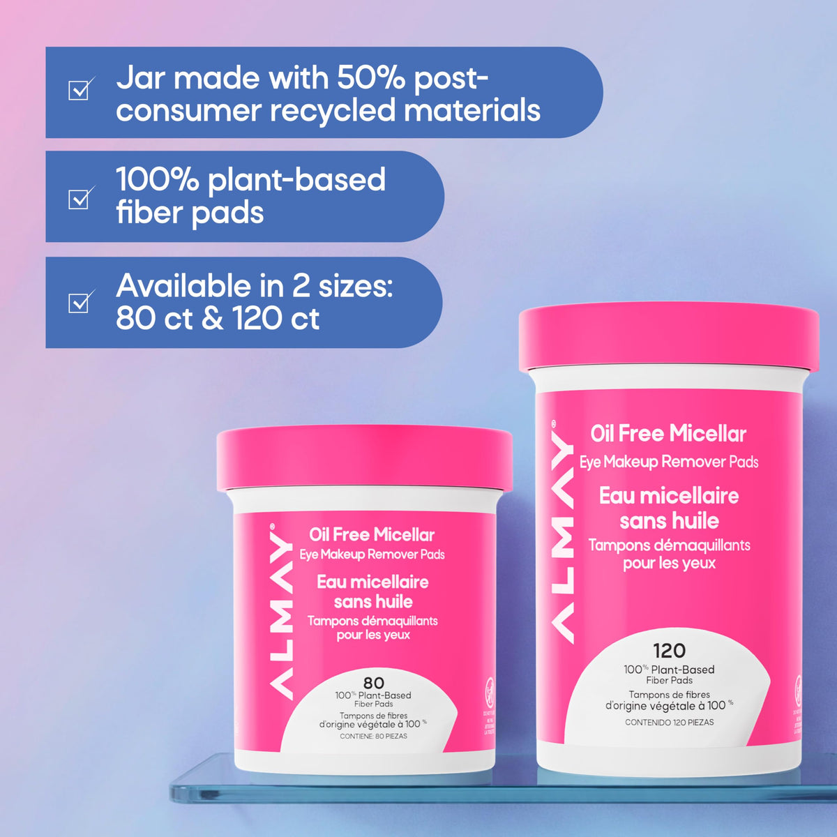 Almay Oil-Free Micellar Eye Makeup Remover Pads, 2 Pack