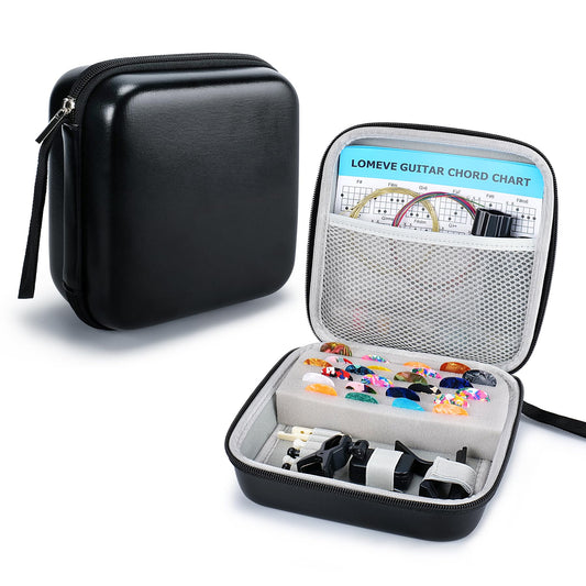 LOMEVE 85PCS Guitar Accessories Kit Holder Case Include Acoustic Strings, Tuner, Capo, 3-in-1 Restring Tool, Picks, Pick Holder, Bridge Pins, Nuts & Saddles, Finger Protector, Chord Chart