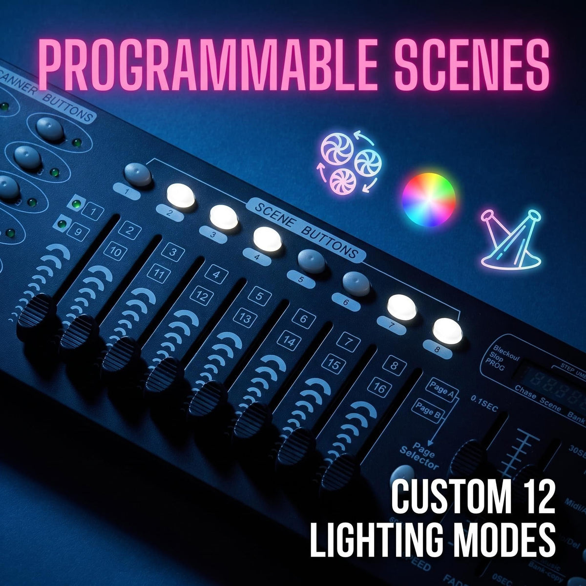 JCYW FLODY 192 DMX Controller for DJ Lights, DMX512 Stage Lighting Console