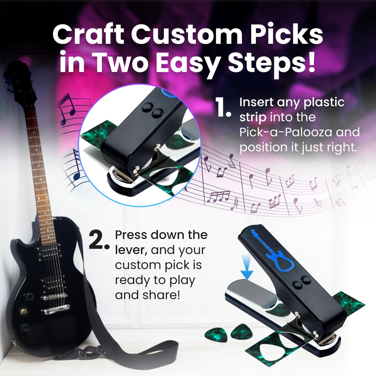Pick-a-Palooza DIY Guitar Picks Punch Mega Pack with Pick Punch Tool - Blue