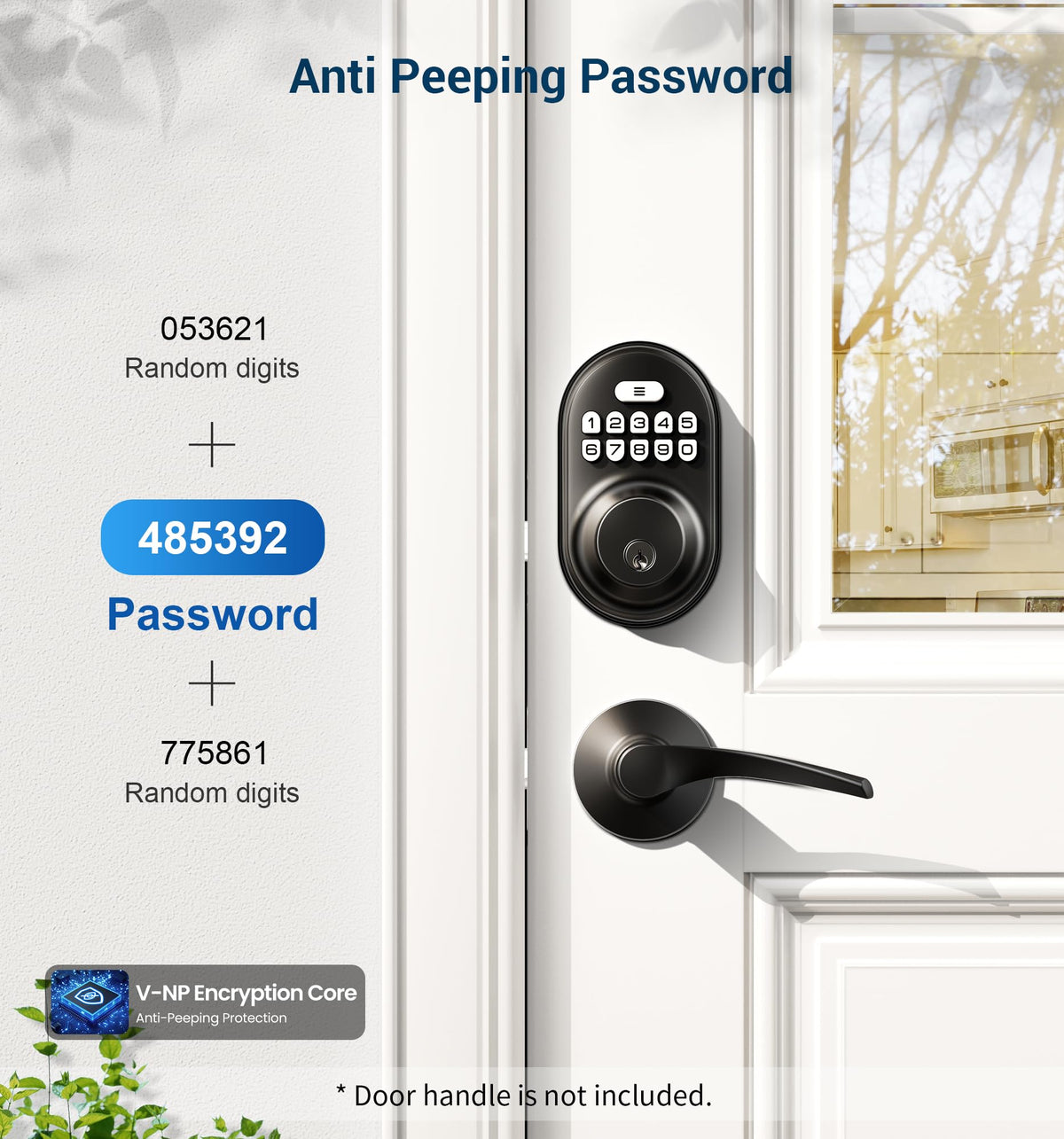 Veise RZ-A Electronic Keypad Deadbolt Door Lock, Matte Black