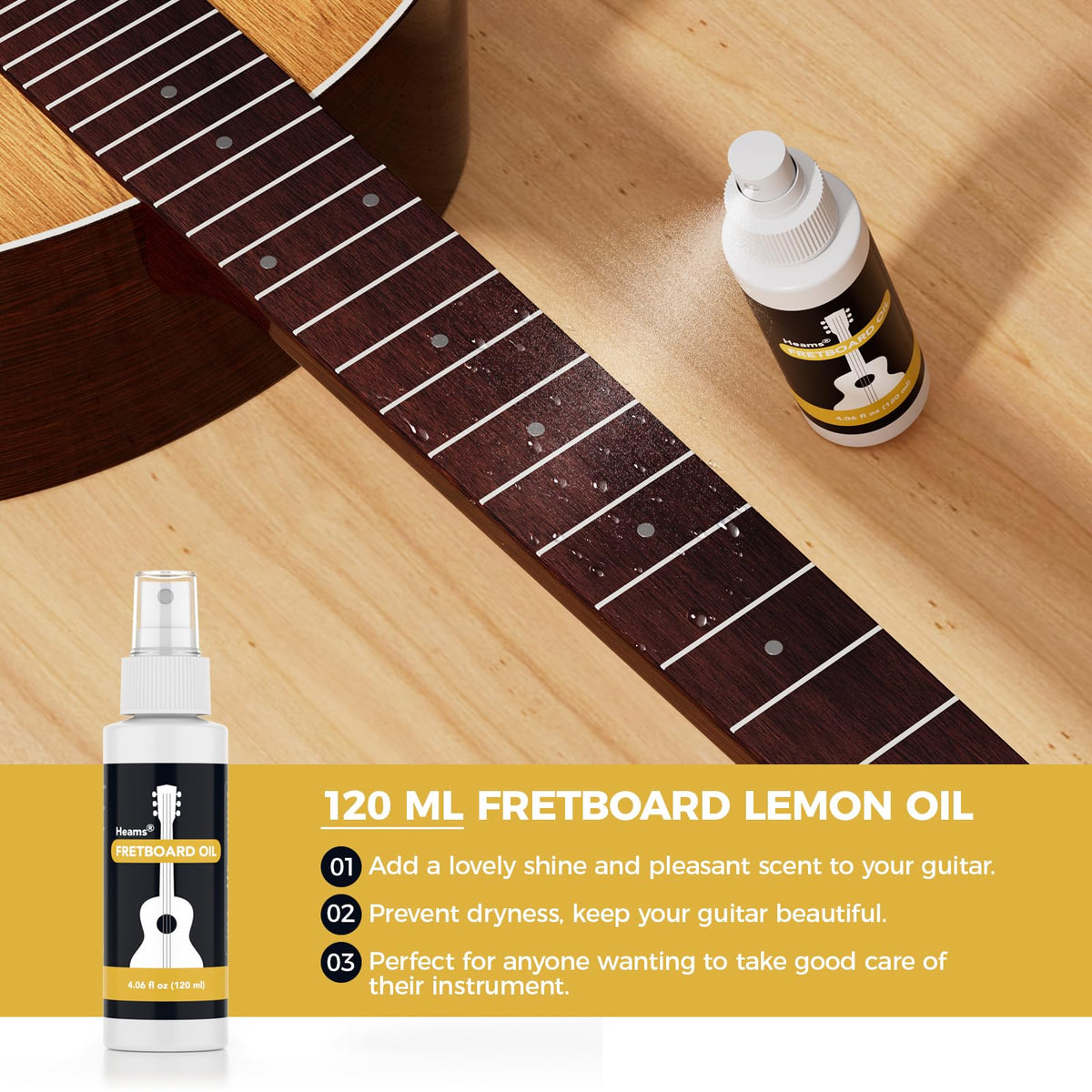 Heams Professional 6 in 1 Guitar Cleaning Kit, All-in-One, 120ML, 20% More