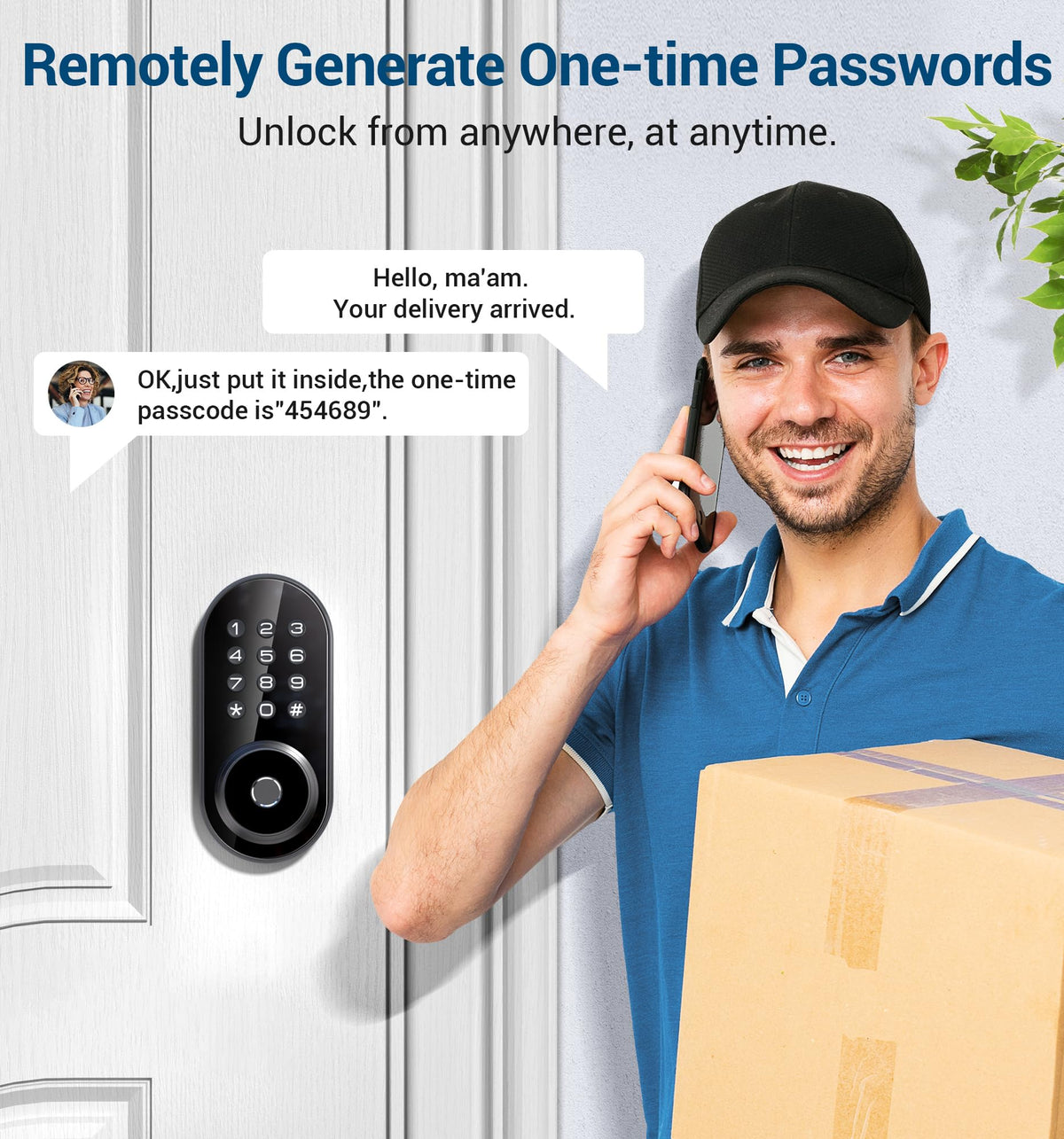 TEEHO TE342 Fingerprint Smart Keyless Entry Door Lock with Keypad, Bluetooth App Remote Control - Electronic Deadbolt for Front Door - Auto Lock - Matte Black