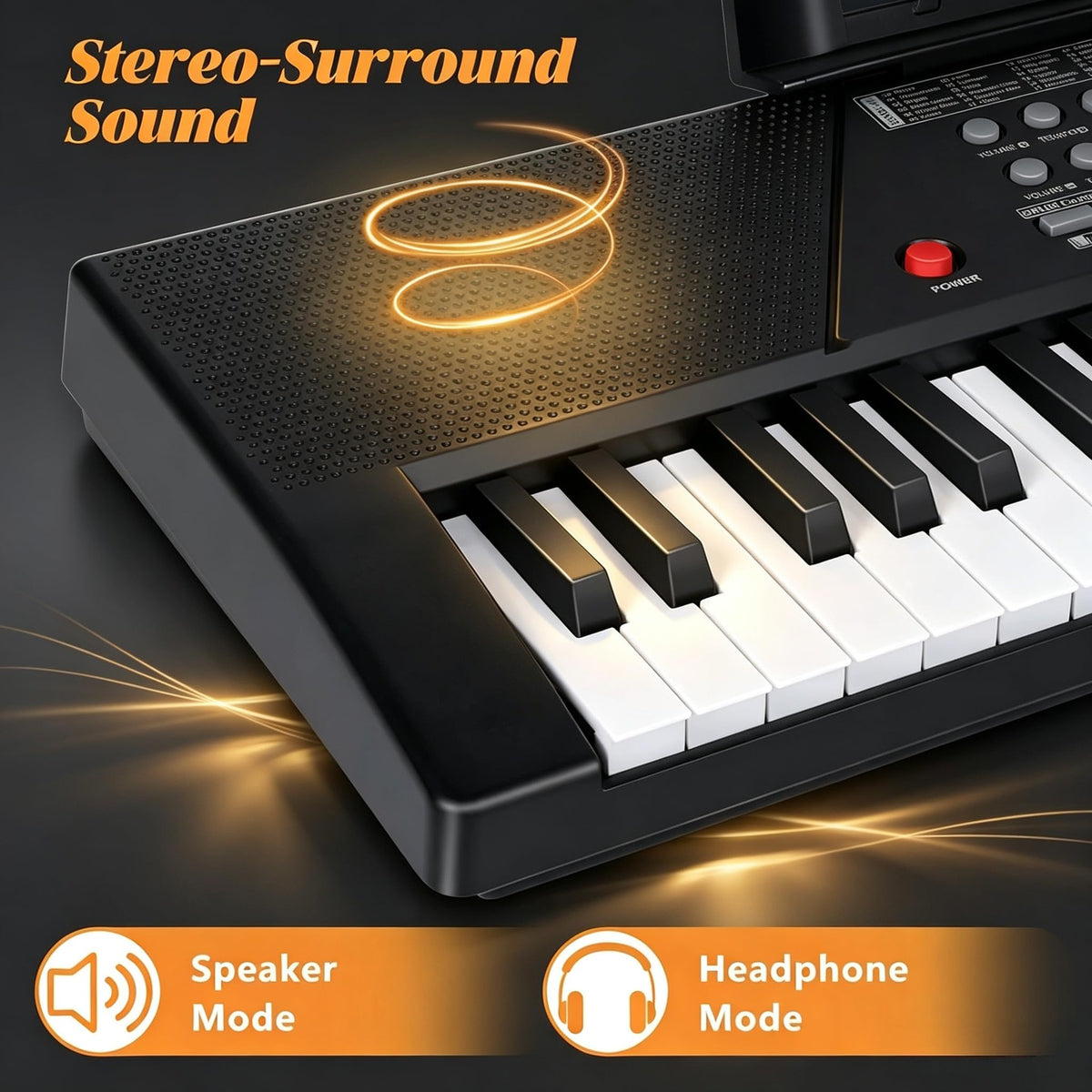 61 Key Keyboard Piano,Portable Electronic Digital Piano for Beginners with Built-In Speaker Microphone,Piano Note Stickers,Sheet Music Stand and Power Supply