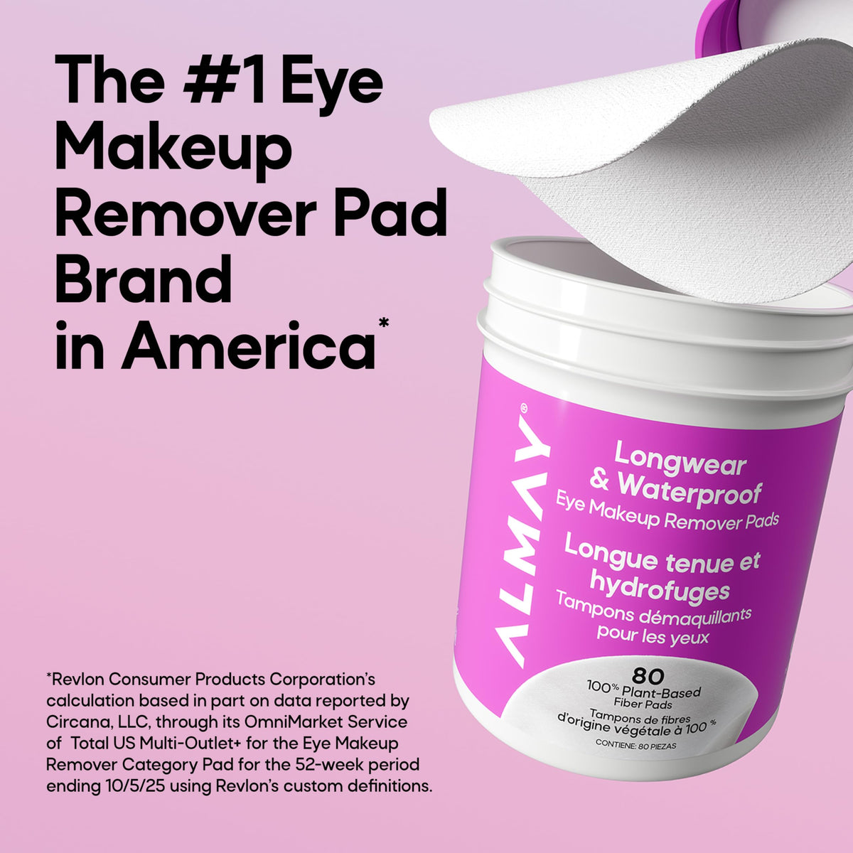 Almay Longwear & Waterproof Eye Makeup Remover Pads, 2 Pack