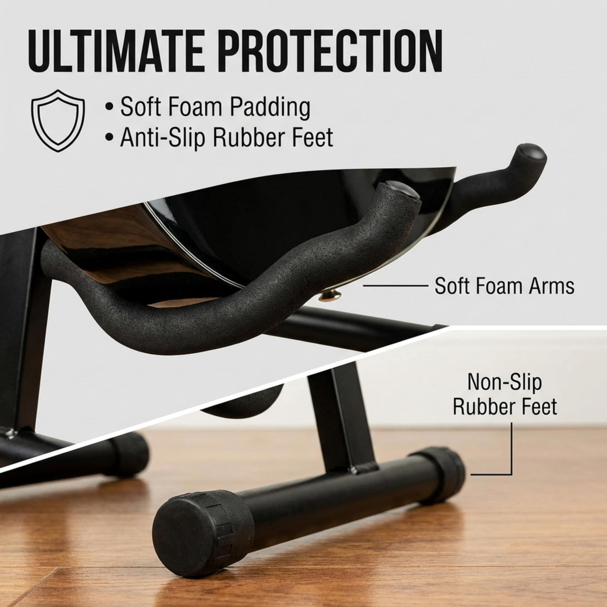RockJam A Frame Folding Guitar Stand with Cushioned Arms