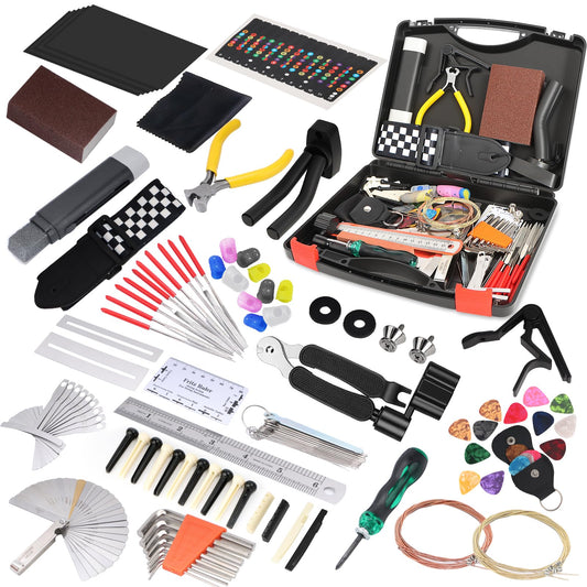 159 Pcs Guitar Tool Kit, Professional Guitar Repair Kit, Guitar Maintenance Kit with Guitar Tools Accessories and Carry Bag, Guitar Setup Kit for Electric Guitar Acoustic Guitar Ukulele Banjo Bass