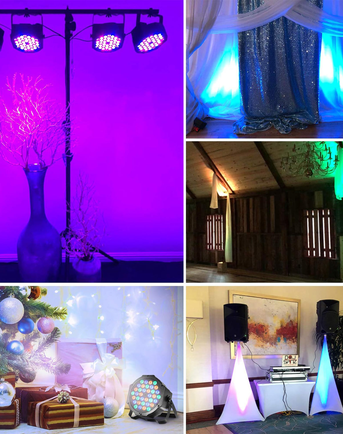 Litake DJ Par Lights, RGB 36 LED Stage Lights Sound Activated,Remote & DMX Controlled LED Uplights,7 Modes Uplighting for Dance Party Church Wedding Birthday Holiday Music Show-2 Pack