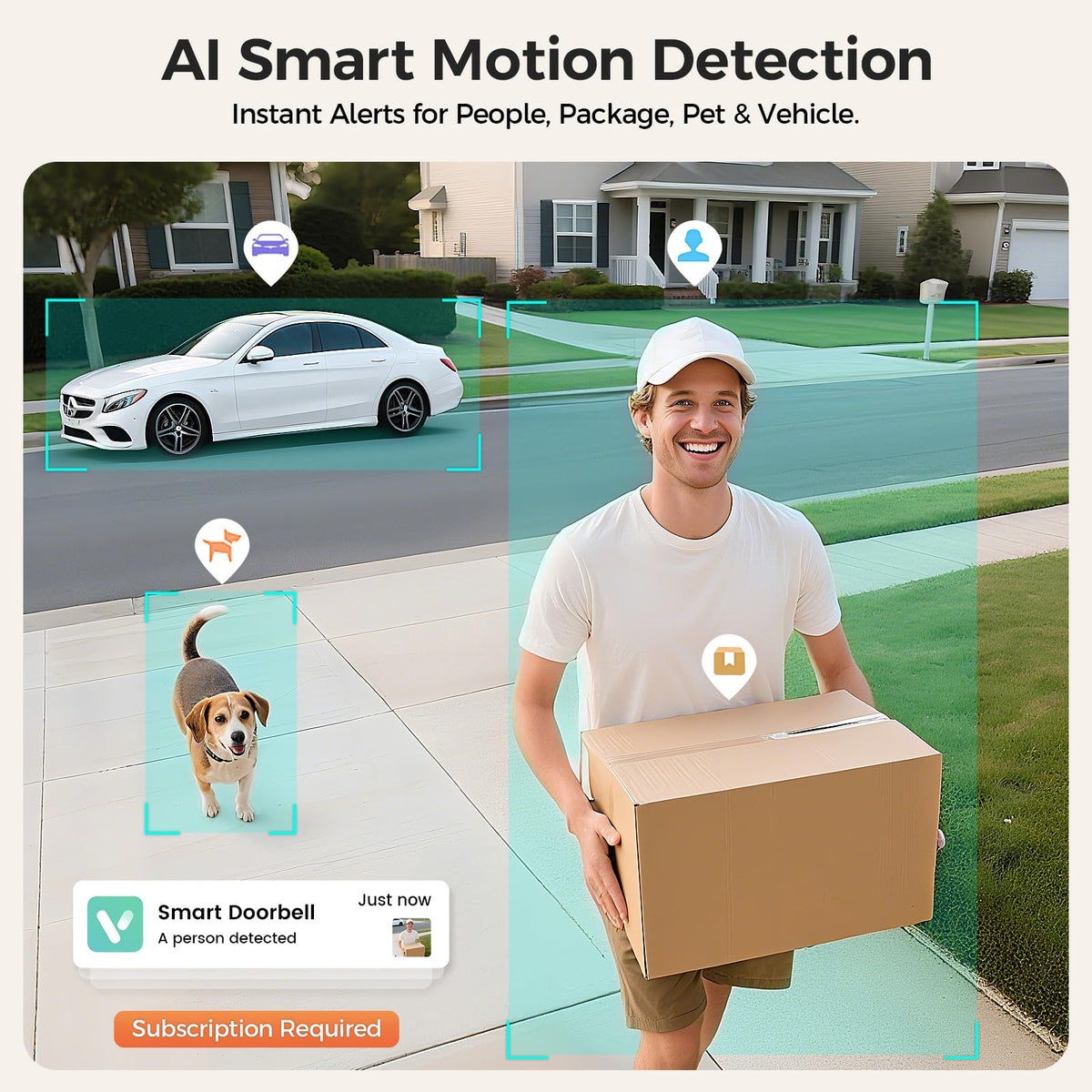Belleye DB4 2K Battery Video Doorbell, Smart Wireless Doorbell Camera with Ring Chime, Live View with Two-Way Talk, AI Detection and Real-Time Notification, Compatible with Alexa and Vicohome