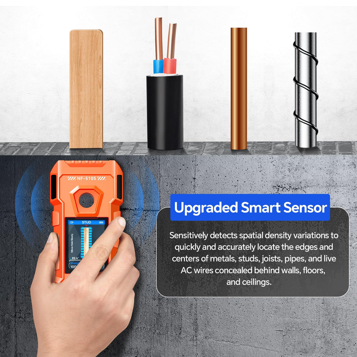 NOYAFA Rechargeable Stud Finder Wall Scanner, 6 in 1 Wall Detector