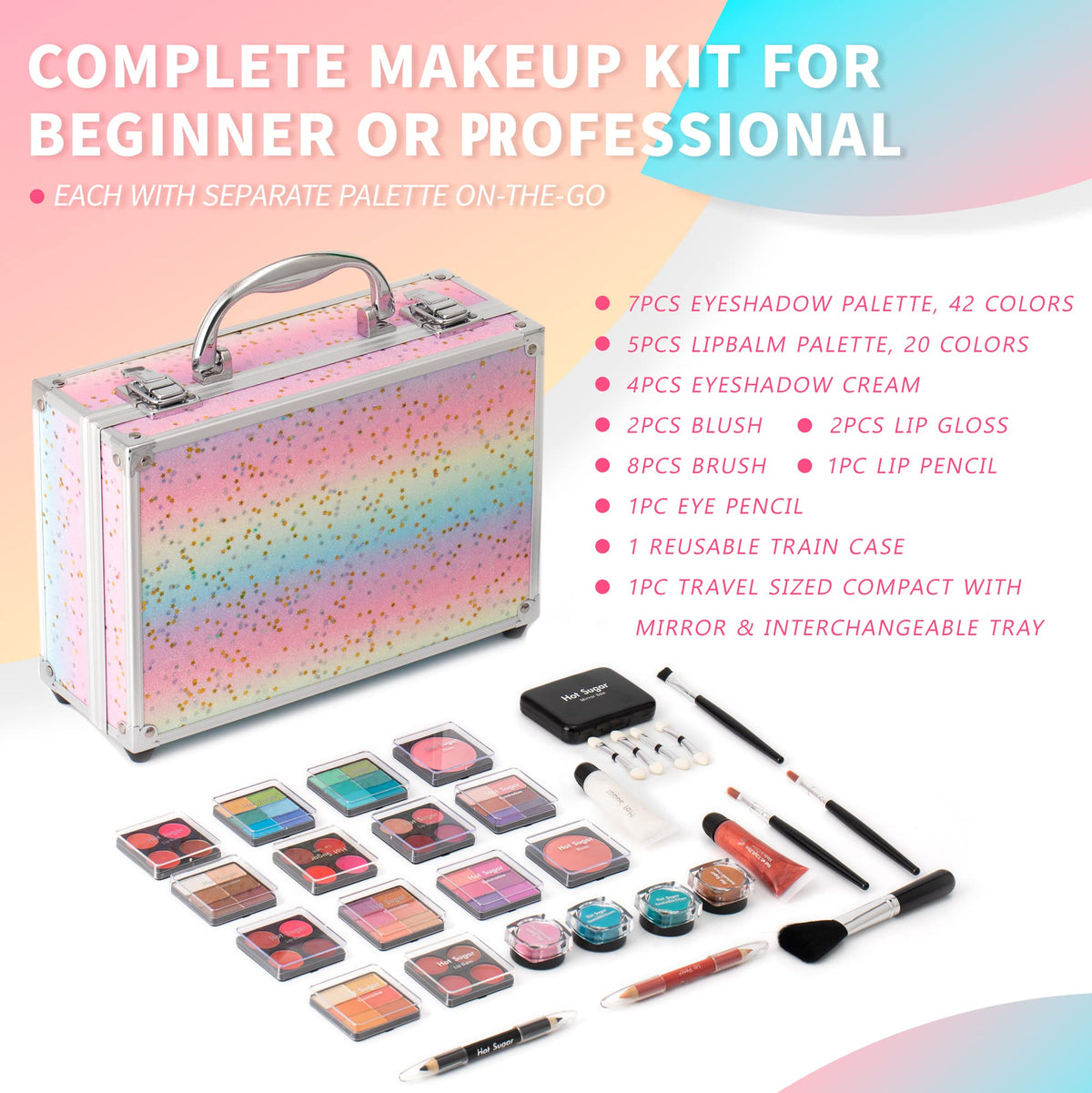 Hot Sugar Makeup Kit for Teenager Girls Starter Cosmetics Set Rainbow