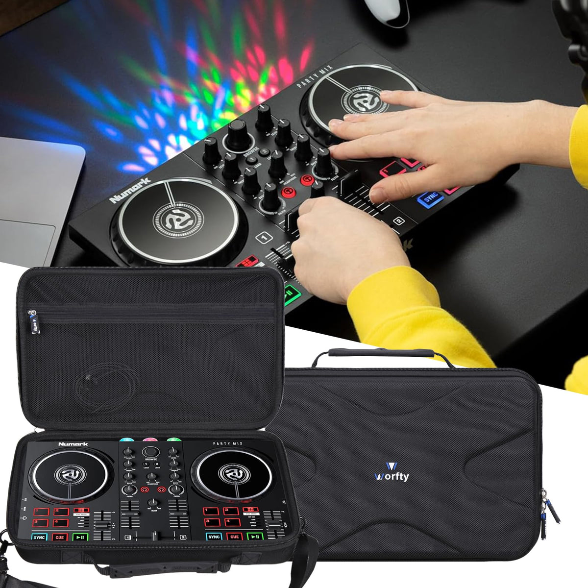 worfty Case for Numark Mix II/Hercules DJ Controller Inpulse 200 / Hercules DJControl Mix Ultra DJ Controller - Hard Protective Travel Carrying Storage Organizer Bag (Black)