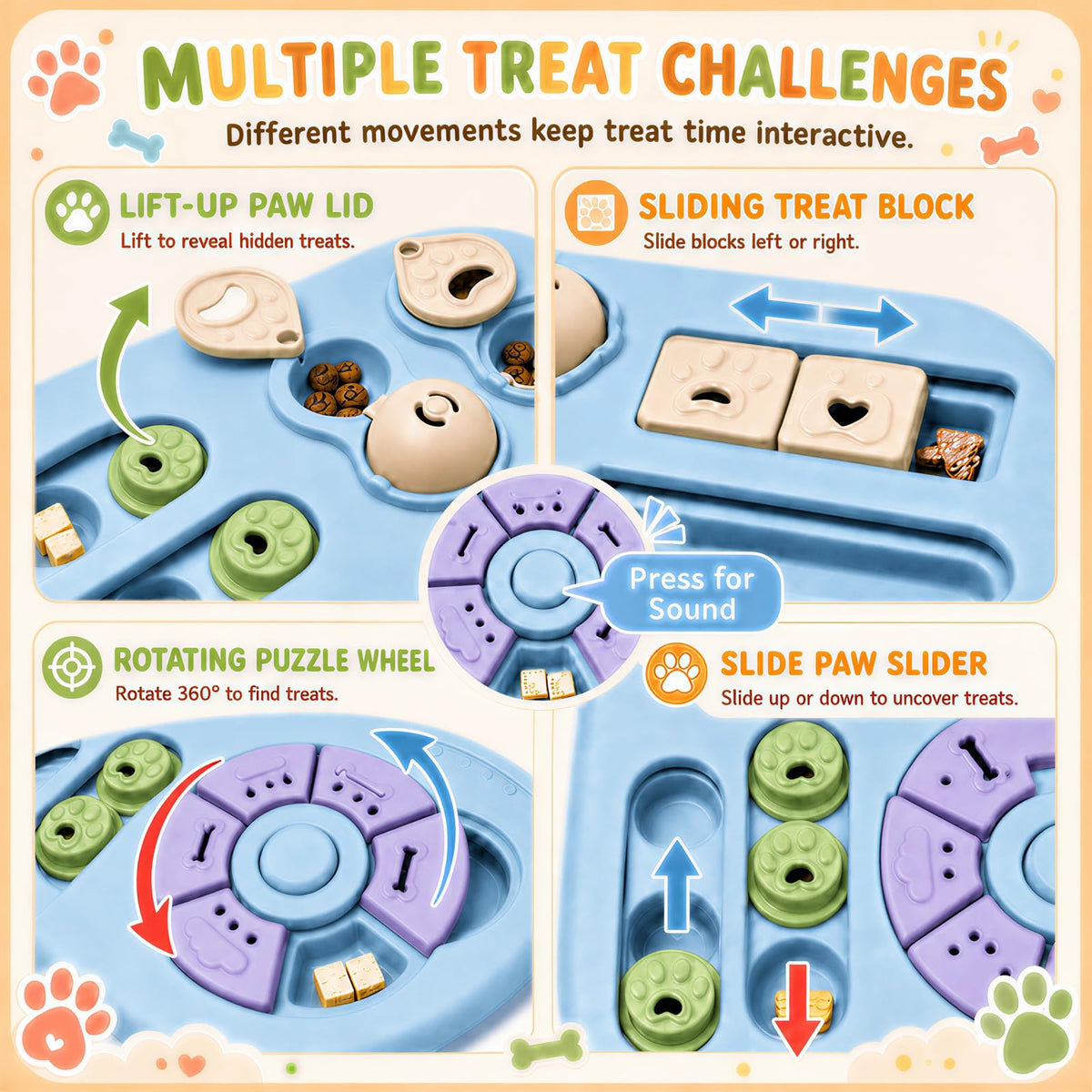BELLEDO Interactive Dog Puzzle Toys for Smart Dogs - Mental Stimulation Puzzle Toys for Small & Medium Dogs, Treat Dispensing Dog Enrichment Toys for Beginner Dogs