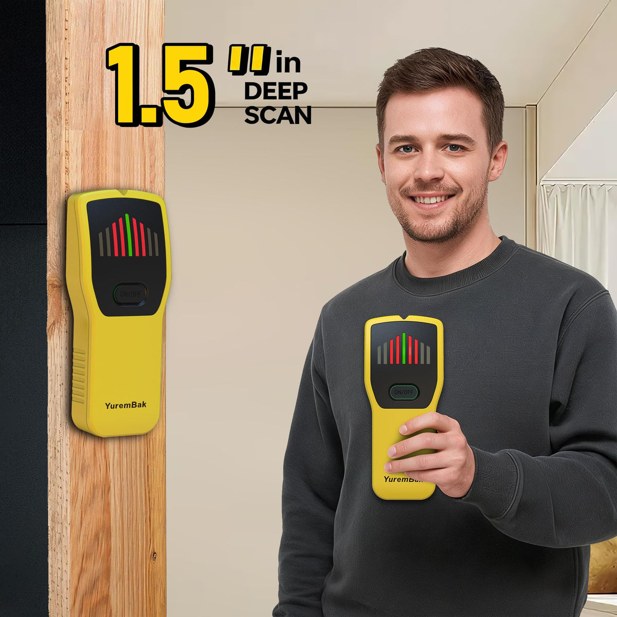 YuremBak Stud Finder Wall Scanner High Accuracy Wood & Metal Stud Detector