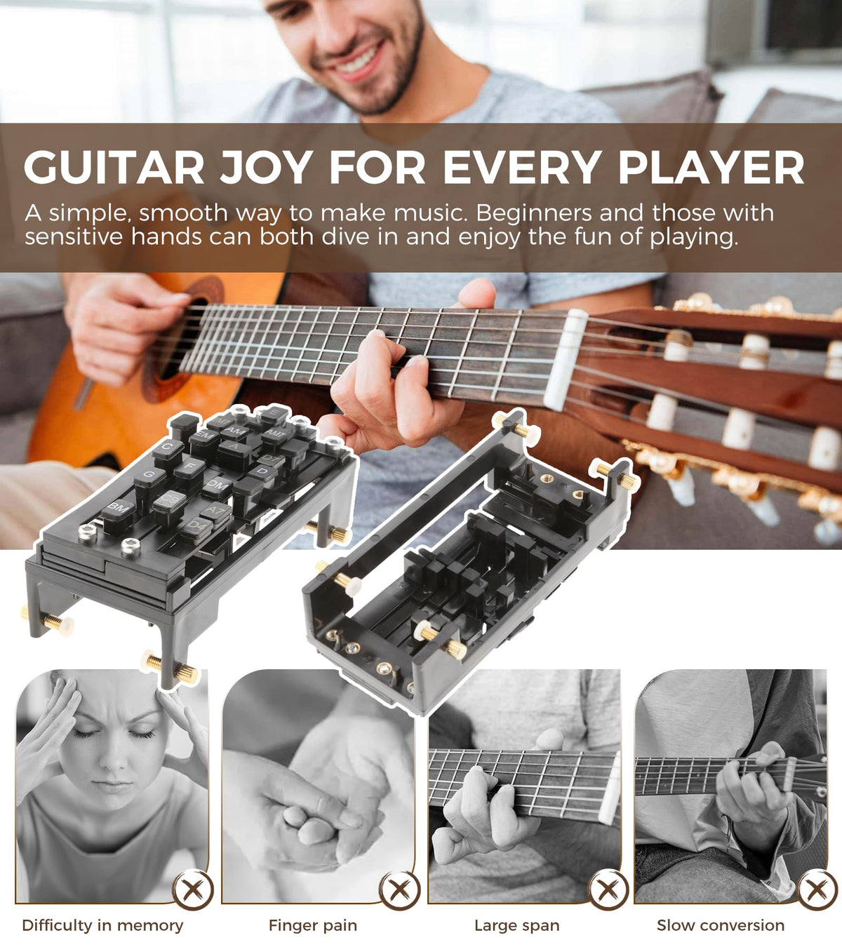 firburove Guitar Chord Presser with 6 Premium Guitar Picks