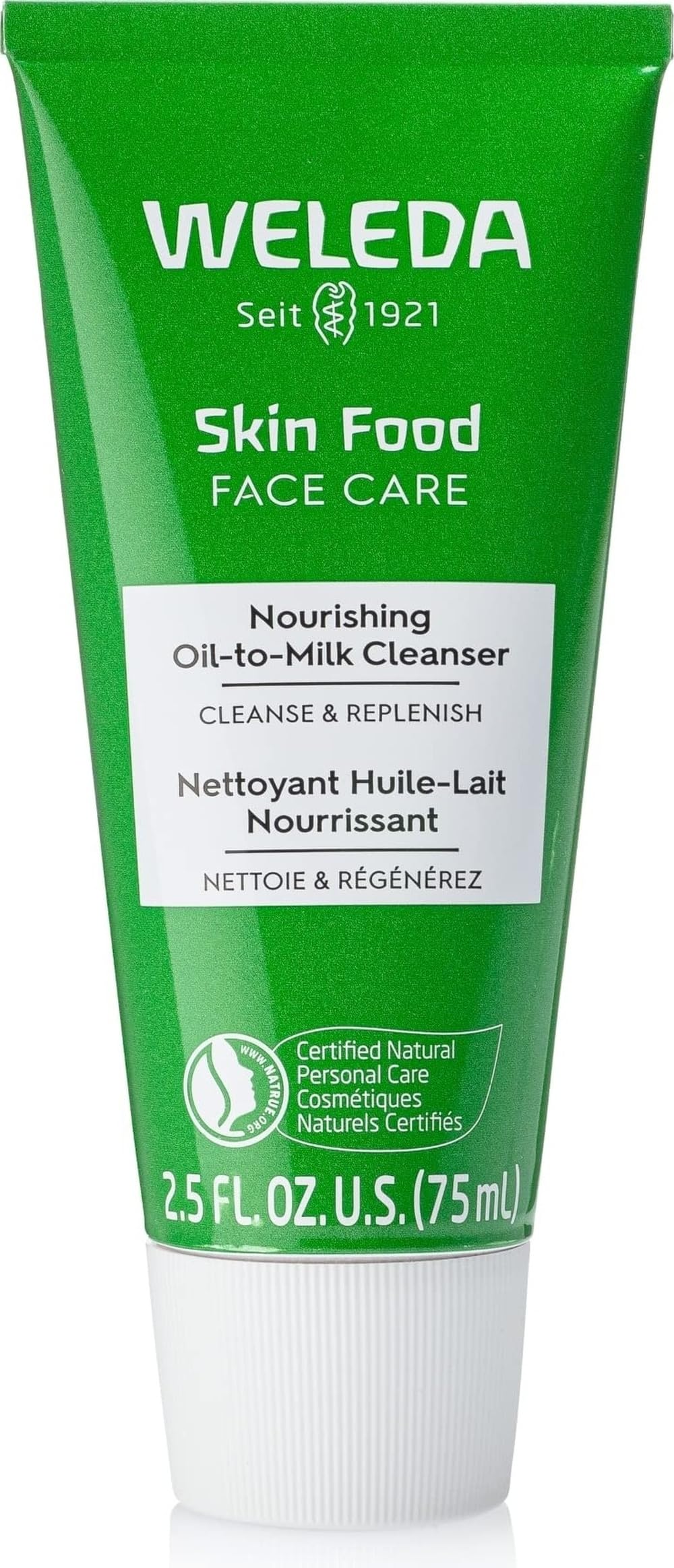 Weleda Skin Food Face Care Nourishing Oil-to-Milk Cleanser, 2.5 Fluid Ounce, Plant Rich Cleanser with Sunflower Seed Oil, Chamomile Extract and Pansy