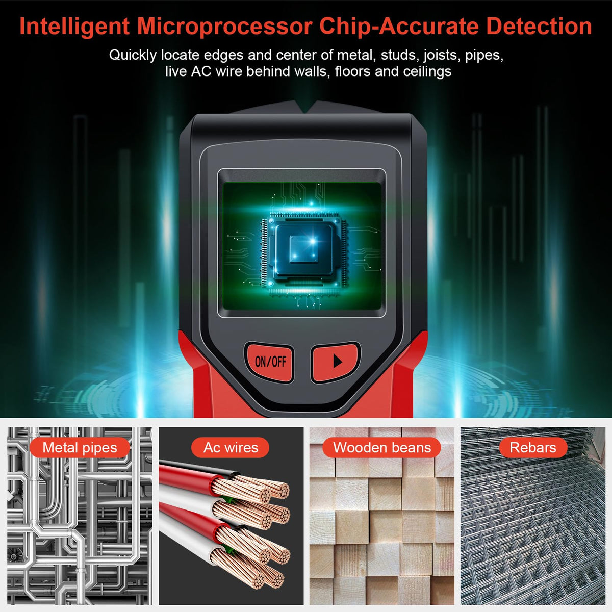 Stud Finder, Upgranded Wood and Metal Stud Detector, Live Wire Detection
