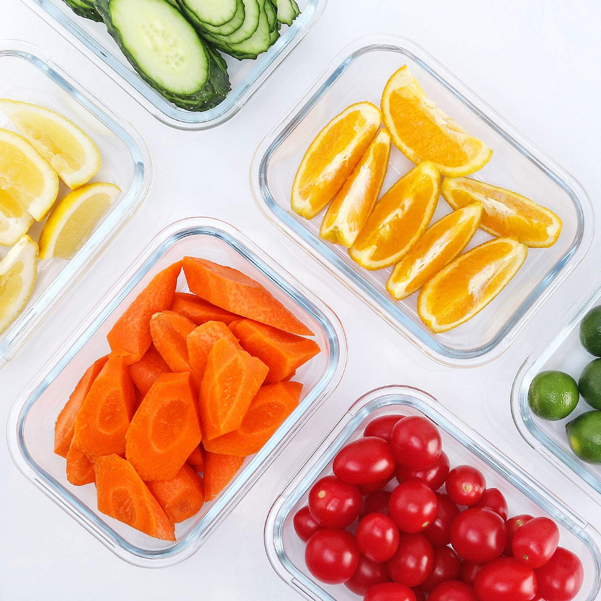 M MCIRCO 10 Pack,22 oz Glass Food Storage Containers with lids, Gray