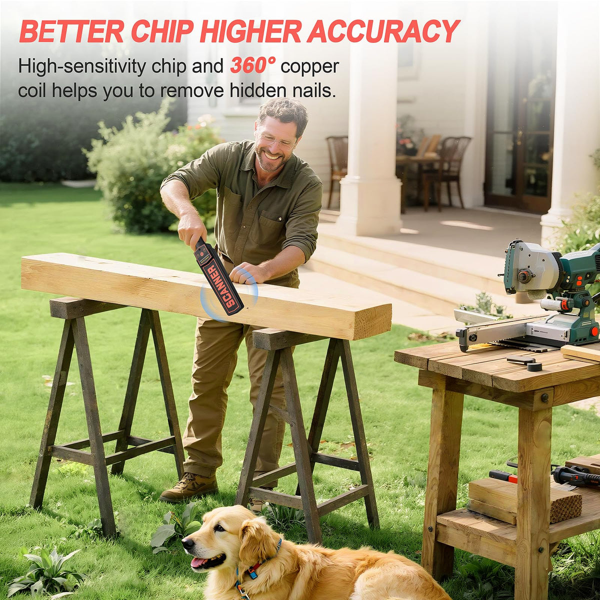 JANEYHIM Handheld Metal Detector Wand Security Scanner,High-Sensitivity Security Wand Metal Detector,Nail Finder,Metal Detector Wand for Woodworking (Built-in Battery, with Charging Line)