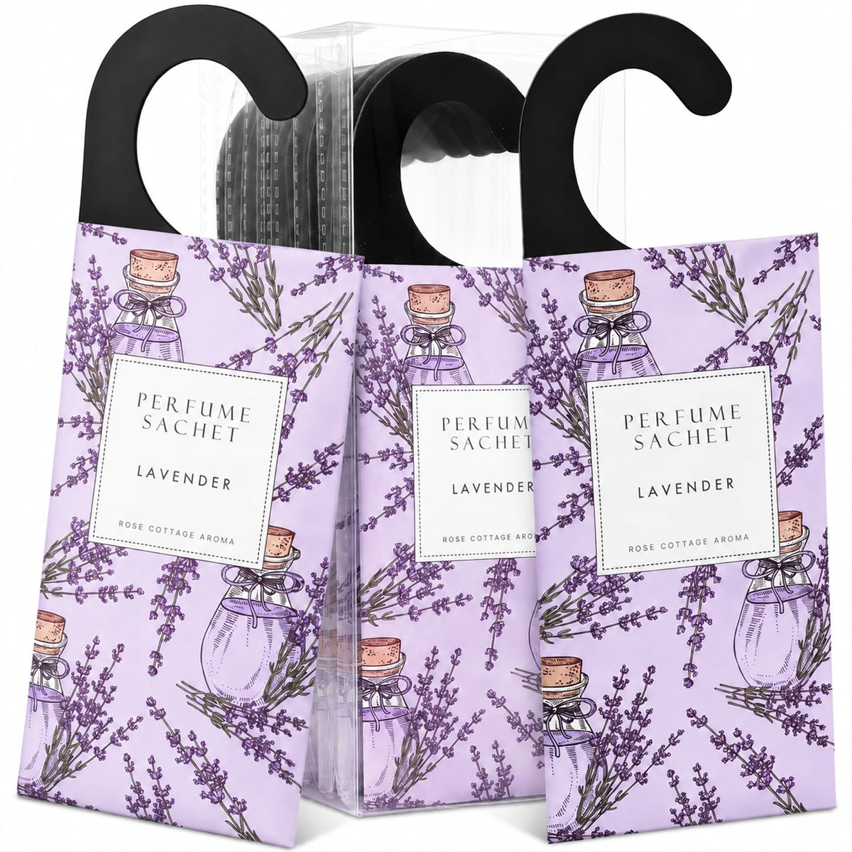 Large 12 Packs Lavender Hanging Scented Sachets Long-Lasting Closet Deodorizer Air Freshener Fabric Refresher Odor Eliminator for Drawer Home Fragrance Gift Set