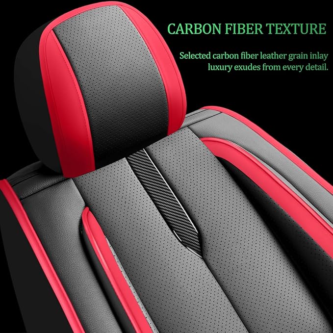 Fit Santa Cruz Car Seat Covers for Hyundai Santa Cruz 2022-2025 2026-Upgraded Premium Waterproof & Breathable Leather,Airbag Compatible,All-Weather Seat Cushion Protector,Full Set,Black-Red