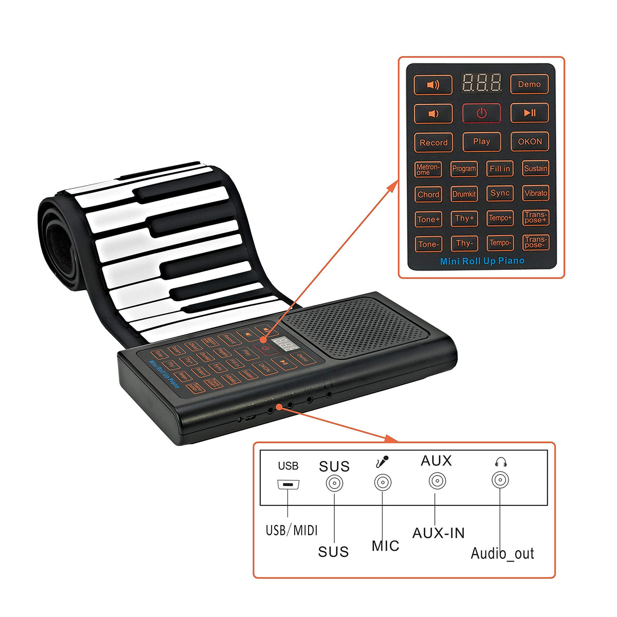 Vhffoso Portable 61 Key Rollup Piano