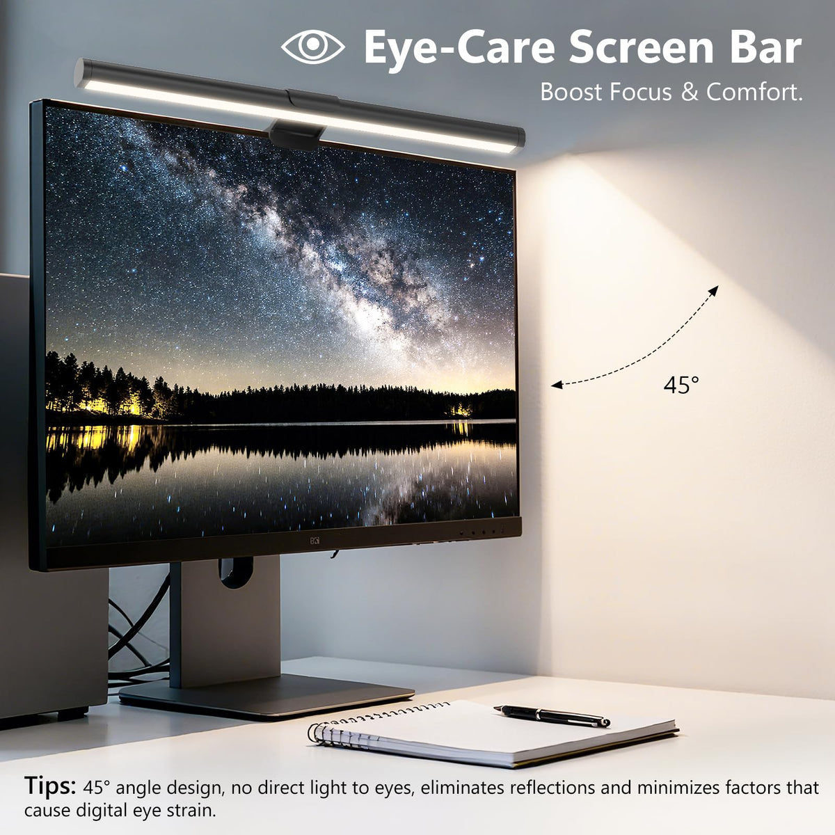 Samphon Monitor Light Bar, Eye-Care USB Reading Mnitor lamp, 11.8'' LED Computer Lights with Ultrawide Lighting, 3 Color Temperature Dimmable Desk Light for Home Office Gaming