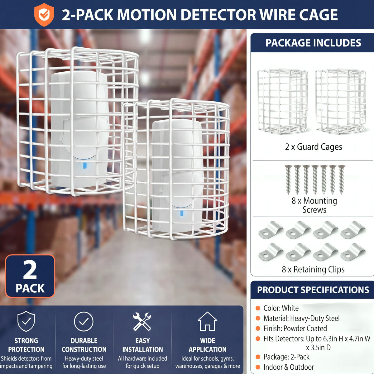 Blulu 2 Pcs Motion Detector Thermostat Wire Cage Cover, 7 x 5.8 x 4.5