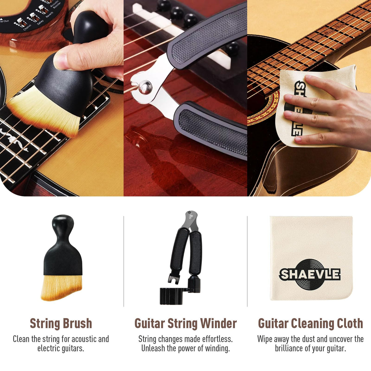 SHAEVLE Guitar Cleaning Kit for Extends Fretboard and String Life