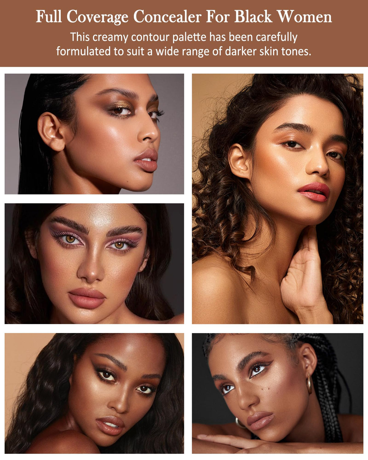 8 Colors Contour Palette, Cream Concealer Palette Makeup for Black Women