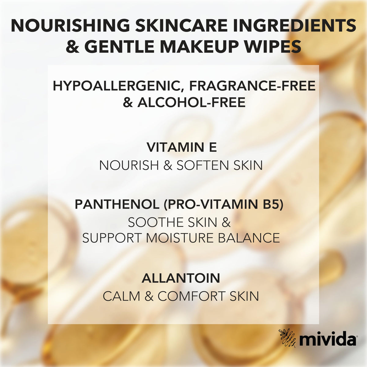 mivida 100 Count Hypoallergenic Makeup Remover Wipes Individually Wrapped with Vitamin E | Dermatologist Tested Alcohol-Free, Fragrance-Free face wipes Individually Wrapped