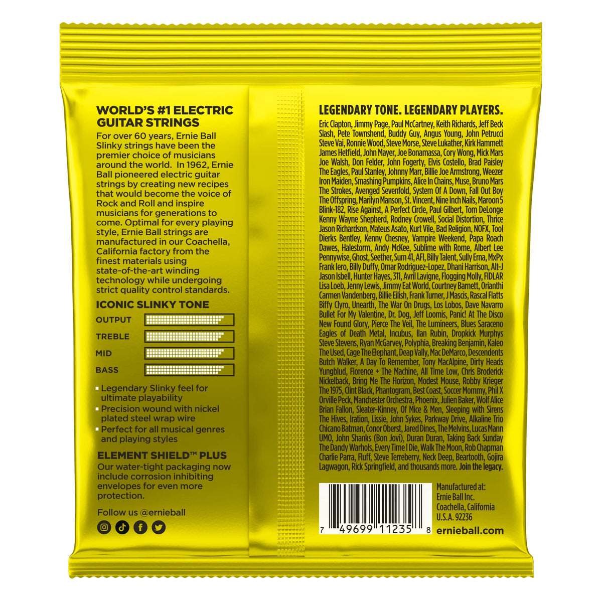 Ernie Ball Beefy Slinky Nickel Wound Electric Guitar Strings 3-pack, 11-54 Gauge (P03627)