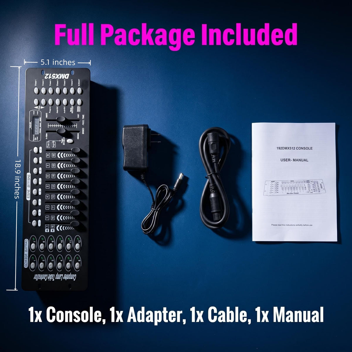 JCYW FLODY 192 DMX Controller for DJ Lights, DMX512 Stage Lighting Console