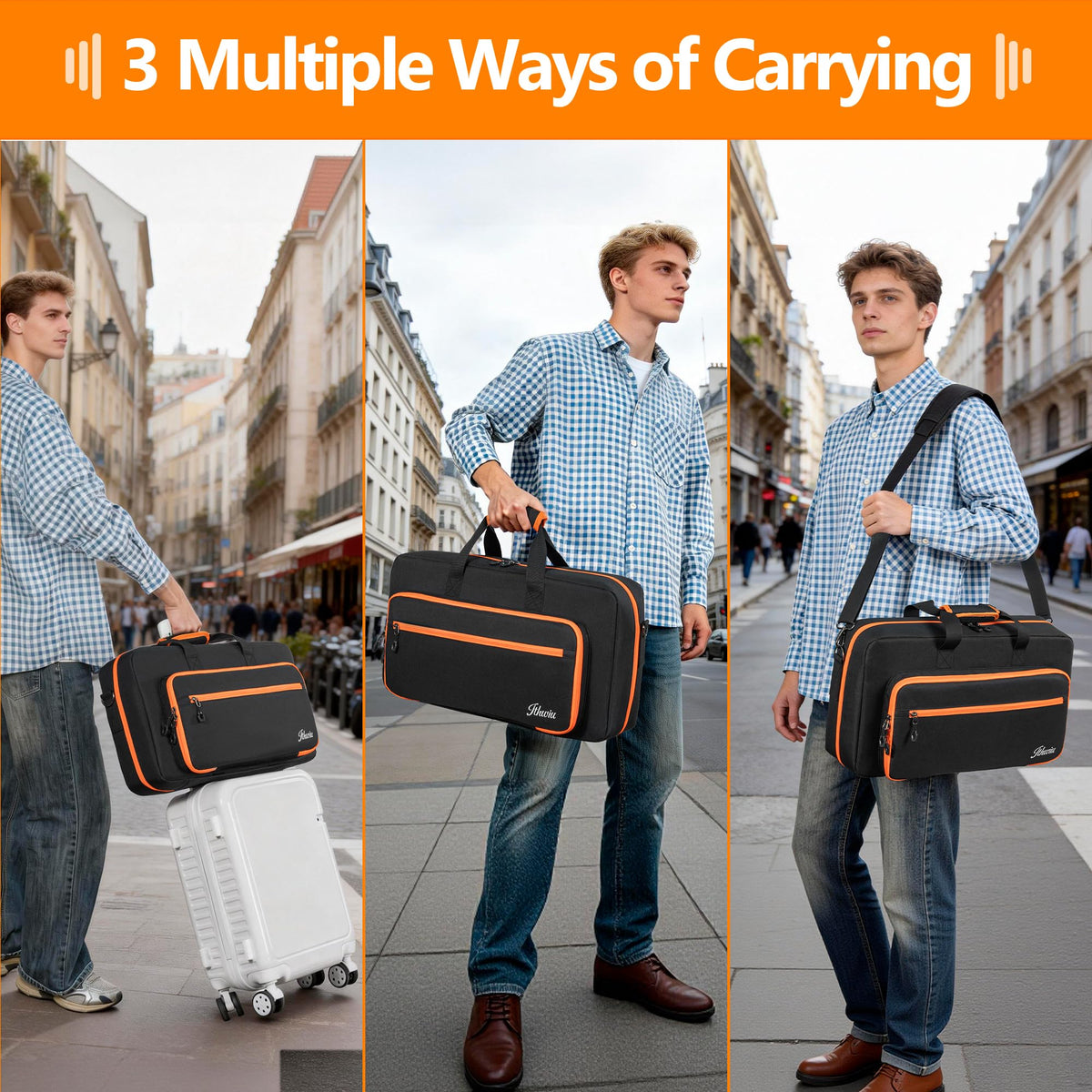 ITHWIU Padded DJ Controller Case Compatible with DDJ FLX4/DJ 400/DDJ REV1, DJ Carrying Bag with 5-Pocket fits up to 15.6'' Laptop, Headphones, Cables, with Adjustable Shoulder Strap, 21.5"x11.8"x2.5"