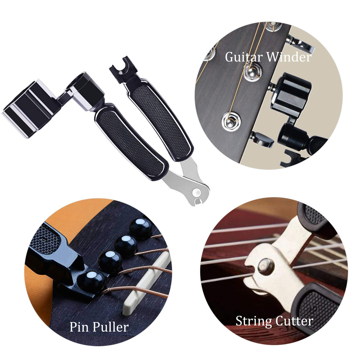 Augshy 65 Pcs Guitar Repair Kit Including Strings, Picks, Capo, String Winder&Cutter, Tuner, Storage Bag for Beginner