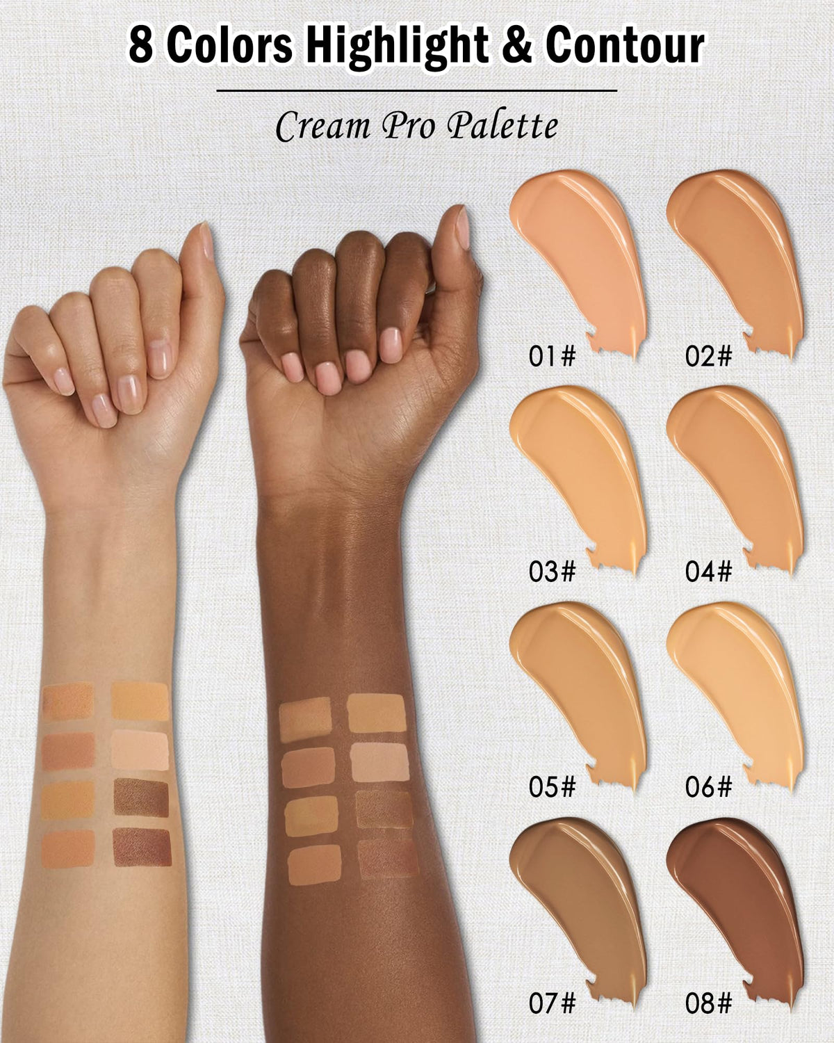 8 Colors Contour Palette, Cream Concealer Palette Makeup for Black Women